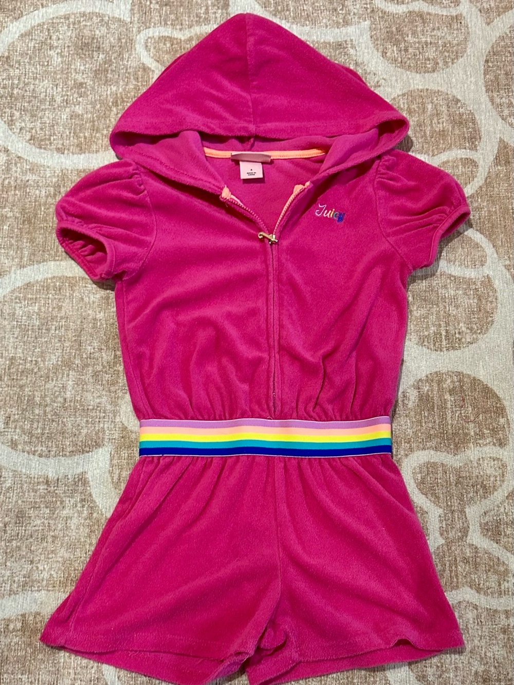 Juicy Couture Kids Hot Pink Hooded Terry Romper